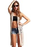 Simone Distressed Cardigan Vest M Beige 36 Point 5