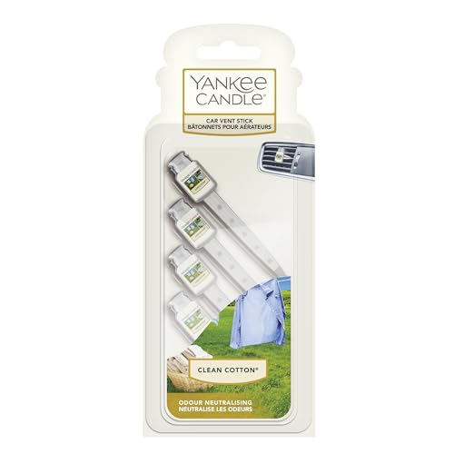 Yankee Candle Vent Sticks Car Air Fresheners | Clean Cotton | 12 Count | Attaches to Vehicle Air Vents