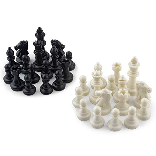 Dinobros Chess Pieces Only Magnetic Plastic Chessman Set For Replacement Of Missing Pieces - Complete Set Of 32 Unweighted Game Pawns #TOP5