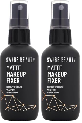 Image of Swiss Beauty Matte Makeup Fixer | 16 Hours Matte Finish | With Vitamin E and Aloe Vera | Waterproof | 70ml (Pack of 2)