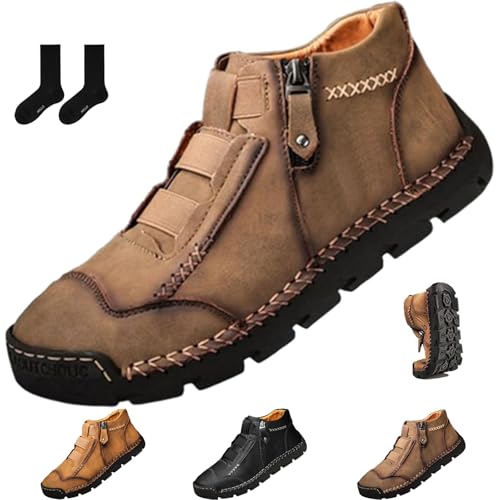 Matufit Shoes for Men, Men's Genuine Leather Waterproof Non-Slip Fashionable Orthopedic Shoes, Matufit Slip On Lightweight Loafers