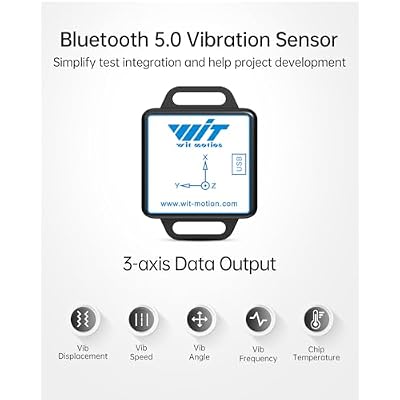[BLE Vibration Sensor] WTVB01-BT50 Smart Vibration Module Ar-duino, 3-axis Vibration(Amplitude+Frequency+Displacement+Speed) Detector, Wireless Acceleration Shock Motor Monitor