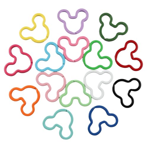 15Pcs Colorful Creative Key Rings Metal Flat Keychain for DIY Home Office Car Organization Charms
