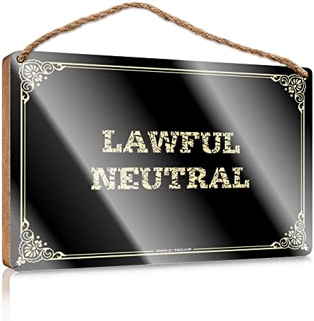 Lawful Neutral Wood Plaque, Country Room Decor Cubicle Decor image 4