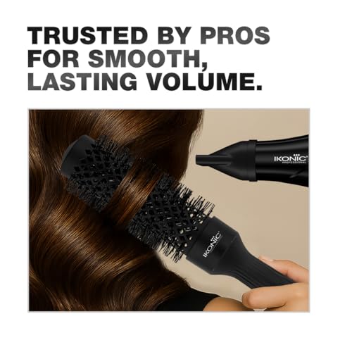 Image of Ikonic Professional Thermal Round Brush with Ionic Technology, Anti Frizz Styling, Straightening, Curling, Volumizing & Waves for Women & Men, Adds Shine, All Hair Types, Salon & Personal Use -TRB 43