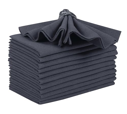 Cotton Dinner Napkins - Set of 12 Machine Washable 18x18 Charcoal
