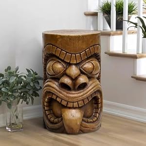 SKYFIRE Outdoor Decorative Sculpture - The Grande Tiki God Kanaloa Teeth Indoor Ornamental Outdoor Table Statues for Garden, Patio, Backyard, Lawn, House, Office Decor -19.6"H Concrete Stool End Table SKYFIRE Outdoor Decorative Sculpture The Grande Tiki God Kanaloa Teeth Indoor Ornamental Outdoor Table Statues for Garden Patio Backyard Lawn House Office Decor 196H Concrete Stool End Table