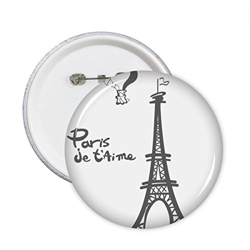Broches rondes Tour Eiffel Paris en lot de 5 badges de taille M pour customiser vos vêtements