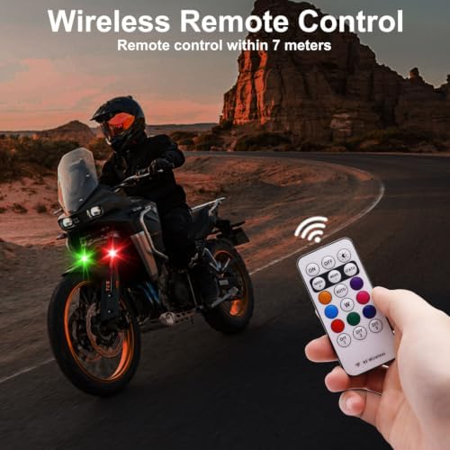 4PCS Wireless LED Strobe Lights with Remote Control, 8 Colors USB Charging Waterproof Anti-Collision Led Emergency Warning Lights for Car Motorcycle Drone Aircraft Bike - 2