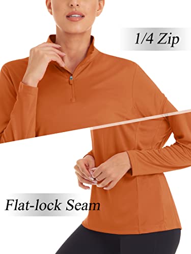 Magcomsen Athletic Shirts For Women Uv Shirts Summer Shirts Women 1/4 Pullover Women Rashguard Running Shirts Women Workout Shirts For Women Tunics For Women Dark Orange #TOP6