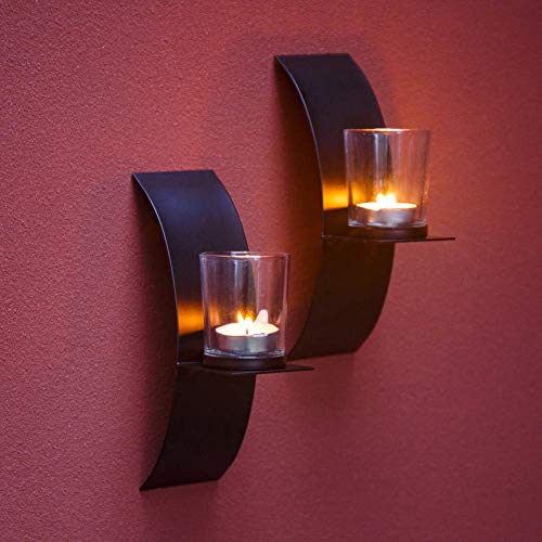 Sziqiqi Wall Candle Sconces For Wall Decorations, Black Metallic Wall Mounted Candle Sconces For Room, Hallway, Entryway, Bathroom Decor #TOP1