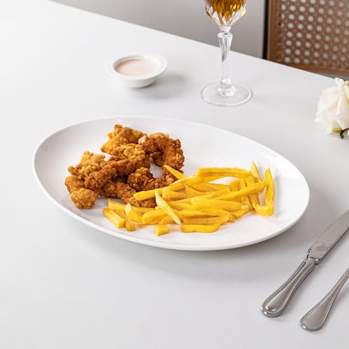 YALONG Serving Platters Set of 2 – 15.5 Inch Oval White Serving Platters, Large Porcelain Serving Platter Set for Party, Appetizers, Charcuterie, Sushi & Dessert, Microwave & Dishwasher Safe