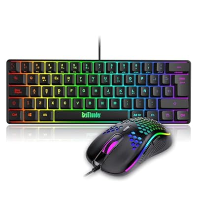 RedThunder Teclado Mecánico Alámbrico Gaming 60%,Retroiluminación RGB Dinámica,Ratón Celular Ligero de 7200 dpi,Teclado Ultra-Compacto 62 Teclas Anti-ghosting,Disposición QWERTY ES,para PC/PS5/Xbox | Ya disponible en tu tienda friki favorita! En mundofriki.es!