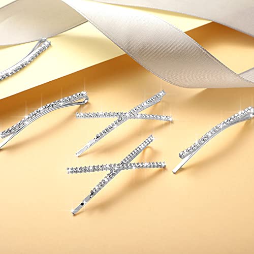 12 Pieces Rhinestone Bobby Pins Decorative Fancy Crystal Hair Clips Shiny Metal X Shaped Barrettes Bling Diamond Wedding Bridal Shower Hair Accessories for Women Ladies Girls (Silver) - Image 6