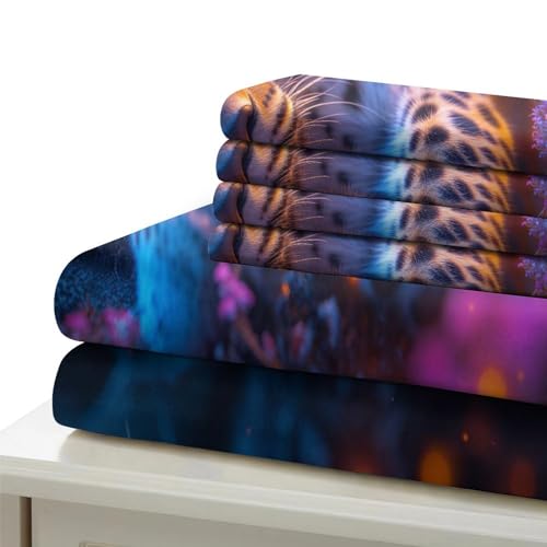 Housse de couette léopard 200x200cm pour lit enfant facile à laver
