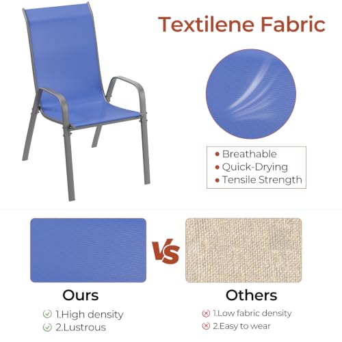 TLSUNNY Patio Chairs Set of 4, Stackable Textilene Outdoor Dining Chairs by TLSUNNY - Image 5