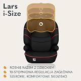 LIONELO LARS i-Size Dziecięcy Fotelik Samochodowy 100-150 cm Grupa 2 3, Ochrona Boczna 10 stopni Regulacji Zagłówka Wygodne Podłokietniki Wypinanie Oparcie Konstrukcja ImpactGuard