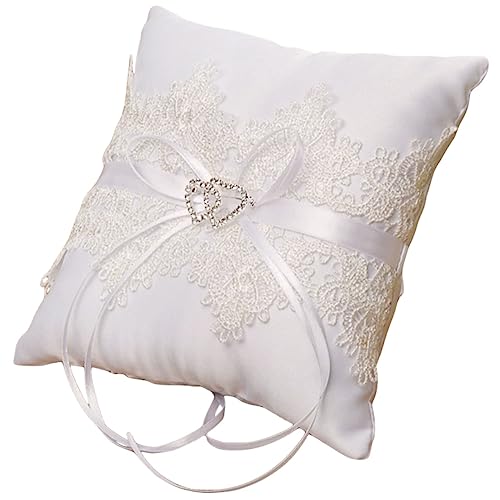 Cabilock Almohada de anillos de bodas de encaje Cojín de anillos de bodas de joyería regalos de novia moneda decoración cojín de anillo para la boda cojín porta alianzas