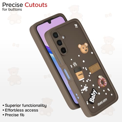 Image of Pikkme Back Cover for Samsung Galaxy A15 4G / A15 5G | Cute Fun Cartoon 3D Bear Silicone Full Body Protection Bumper Cover (Brown)