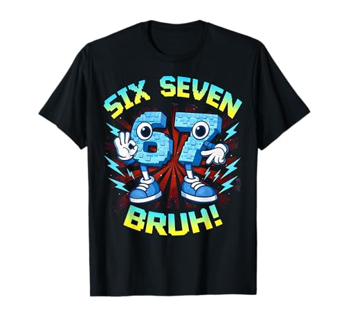 Funny Six Seven Bruh 67 Brainrot Meme Gifts for Boys Kids T-Shirt