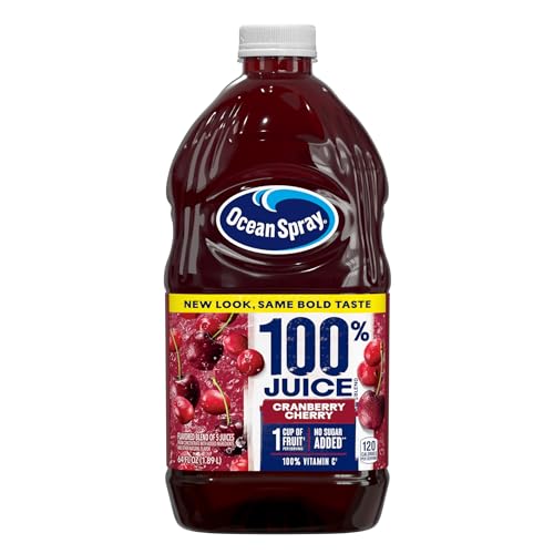 Image of Ocean Spray 100% Juice Cranberry Cherry Juice Blend, 64 Fl Oz Bottle (Pack of 8)