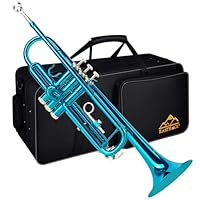 EASTROCK Trompete BB Standard Trompete Kit mit Tragetasche, Handschuhe, 7C Trompete Mundstück,Tuning Rod, Trompeten für Anfänger und Schüler(Lake Blue)