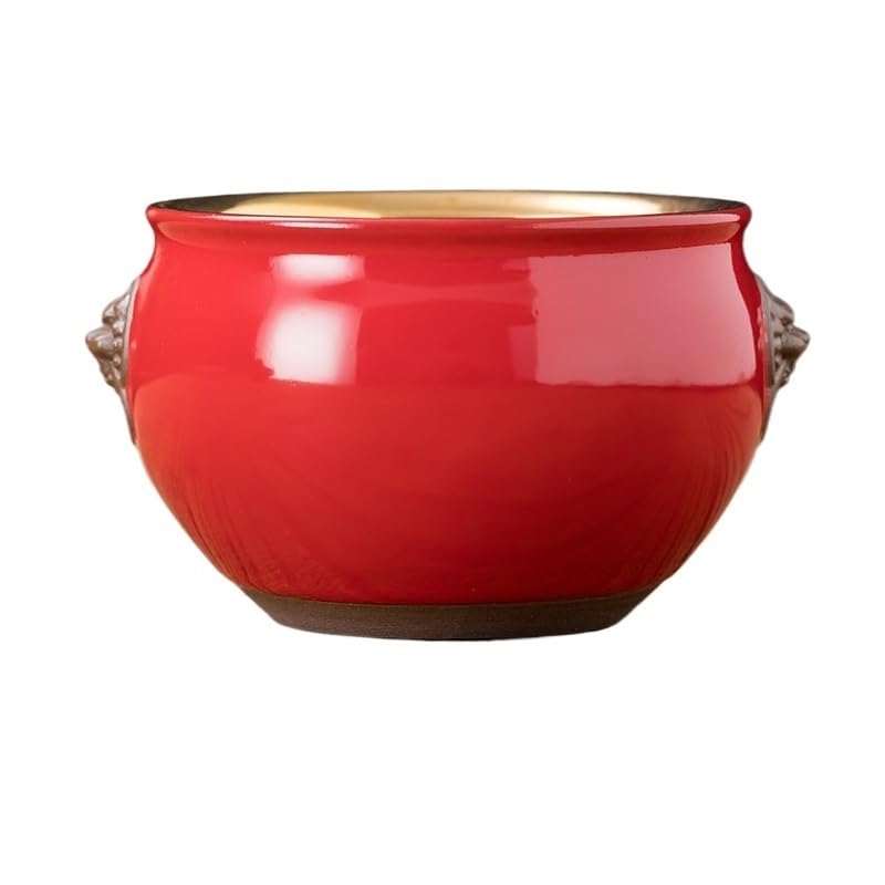 Teetasse, Keramik-Teetassen-Set, Besitzertasse, große handgefertigte Teeschale mit vergoldetem Rand, Einweichbehälter(A)