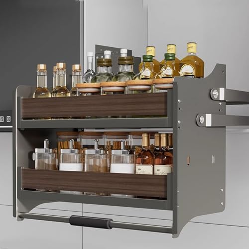 Heavy-Duty Kitchen Wall Cabinet Pull-Out Shelves, Double-Layer Storage Racks, Extra-Large 27.95in Pull-Out Shelves for Maximized Kitchen Organization and Space Saving