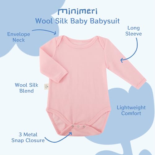 minimeri Baby Body Langarm aus 85% Merinowolle & 15% Seide Rosa 3-6M – Bild 3