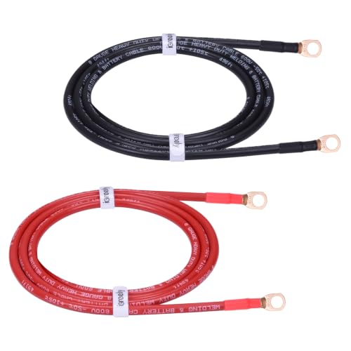 iGreely 8AWG Battery Cable with 3/8"" Terminals, Flexible OFC Pure Copper Inverter & Welding Wire for Automotive Solar RV Motorcycle (Red + Black 6FT Pair)
