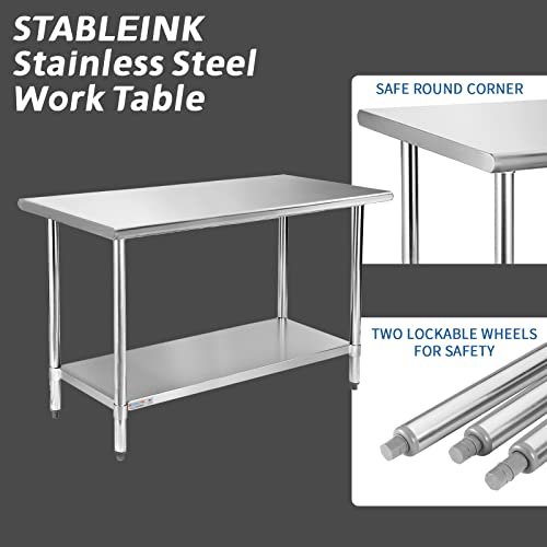 STABLEINK Stainless Steel Prep Table with Undershelf 60x24 Inches 5ft by STABLEINK - Image 3