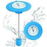 Poolthermometer Schwimmend Pool Thermometer, Analoges Schwimmbadthermometer, Leicht Ablesbar Wasserthermometer, Ohne Batterie, IPX6 Wasserdicht Badethermometer Badewanne für Schwimmbad Teich Tubs