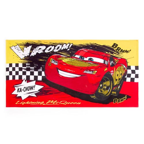 Disney Store Official Cars Beach Towel with Lightning McQueen Screen Art on Topside - Measures 29 x 58 - Soft & Absorbent for Pool or Beach - Disney Gift & Bath Towels for Kids Who Love Cars Films