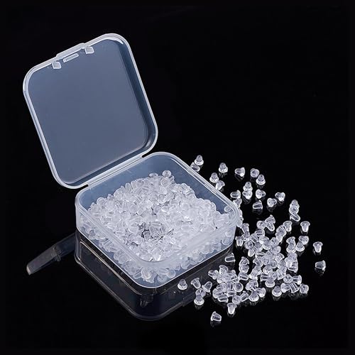 500pcs Clear Plastic Earring Backs Safety Stoppers with Storage Box - Hypoallergenic Bullet Backs for Stud & Hook Earrings