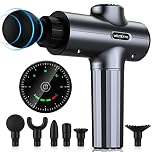 Massage Gun,WELTEAYO Muscle Massage Gun Deep Tissue,Quiet Professional Handheld Muscle Massager,with Type-C Charging,Portable Fascial Gun with 6 Massage Heads for Muscle Pain Relief, Silver Grey