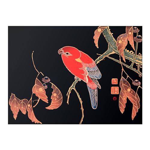 Impression giclée Perroquet rouge Pathos Studio - Art japonais Jakuchu 40x55 cm
