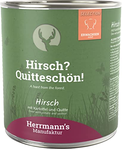 Produktbild von Herrmanns Hundefutter Hirsch mit Kartoffel und Quitte - 6 x 800 g