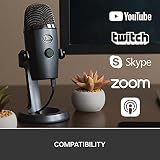 Blue Yeti Nano Premium USB Microphone for Recording, Streaming, Gaming, Podcasting on PC and Mac, Condenser Mic with Blue VO!CE Effects, Cardioid and Omni, No-Latency Monitoring-Shadow Grey