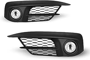 AUTOWIKI For 2016-2018 Honda Civic Fog Lights Assembly (Non Touring & SENS, SI models) Front Clear OEM Fog Lamps w/ Wiring Kit Switch 1 Pair