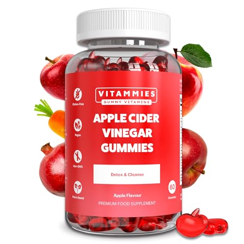 Vitammies Apple Cider Vinegar Gummies | Raw, Unfiltered ACV with “The Mother” 1000mg, Vitamin B9, Vitamin B12 | Gluten-Free, Non-GMO, Vegan, 60 Count | Gummy Alternative to ACV Capsules