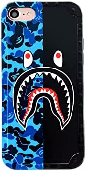 Horuwelcase Blue Black Cool Design 2020 iPhone SE Phone Case for Teen Kid Boy Girl, Nonslip Slim Fit Cute Fun Cartoon iPhone 7 iPhone 8 Designer Cover, Fashion iPhone SE3 2022 Soft Case (Bluebsha)