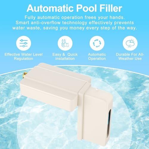 Teflever Automatic Pool Filler, Auto Water Leveler with Water Valve, Adjustable Auto Fill Valve for Swimming Pools, Spas, Ponds, and Fountains, Gray White