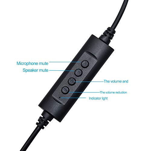 HaavPoois Cuffie Cablate USB, 1 Pz Doppio Auricolare con Microfono PC Computer Clienti Call Center Cuffie con Cancellazione del Rumore Mic, Voce più Chiara