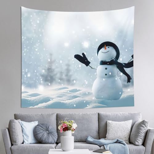 Tapisserie de Noël EdWal 152x130cm grand bonhomme de neige mural pour salon