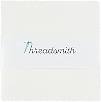 Vista 2 de Threadsmith - Paquete de dijes de 5 pulgadas para acolchar – 42 cuadrados de tela de algodón precortados (blanco)