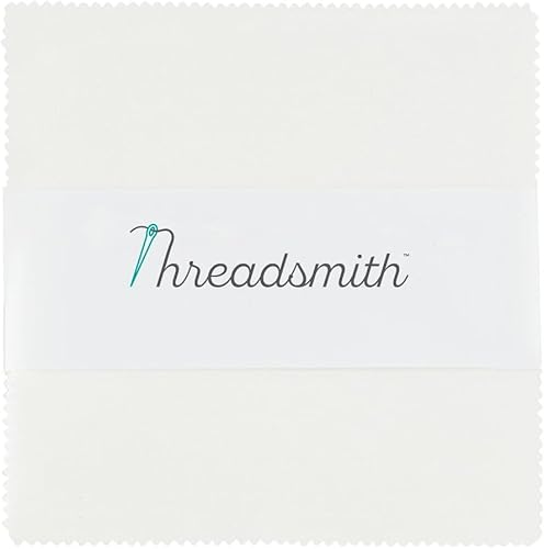 Miniatura 2 de Threadsmith - Paquete de dijes de 5 pulgadas para acolchar  42 cuadrados de tela de algodón precortados (blanco)