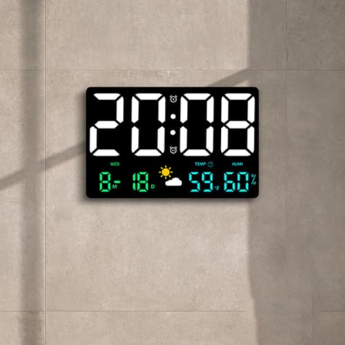 Reloj digital grande multifuncional con pantalla LED de temperatura 8