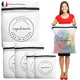 ✅Matériau de haute qualité. Durabilité : Micro maille solide fabriquée en polyester de haute qualité. Filets fins et durables. ils ne se déforment pas. 🔥Le sac de lavage résiste aux lessives à haute température (jusqu’à 60°C) et aux vitesses d’essorage élevées. Ce filet est conçu pour durer et peut être utilisé de multiples fois. Les sacs a linge ne rétrécissent pas. 👍Fermeture éclair fiable : Zip Anti rouille et un élastique permet une fermeture optimale du sac.