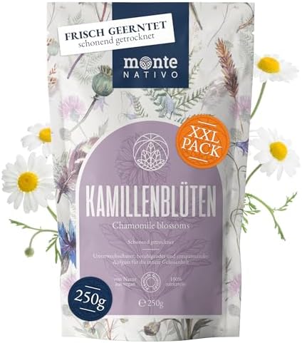 Kamillentee lose Monte Nativo (250g) - Kamillenblüten getrocknet | naturrein und ohne Zusatzstoffe - Aromatischer Kräutertee für einen köstlichen Aufguss