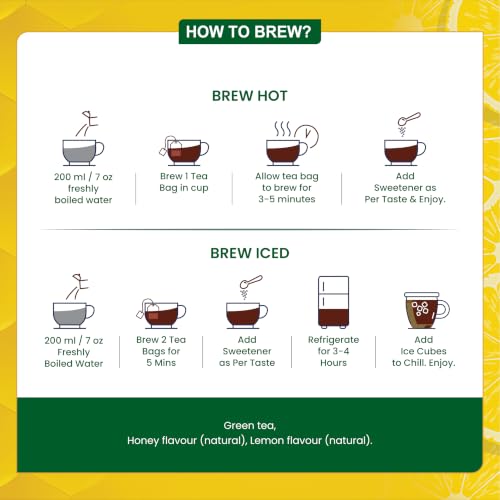Image of DABRI Lemon & Honey Green Tea | Double Chamber 25 Tea Bags | Perfectly Balanced & Refreshing Green Tea with Natural Lemon & Honey Flavour | Rich in Antioxidants | Supports Wellness & Daily Hydration